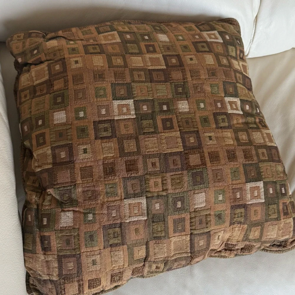 Geometric Patterned Brown Cushion
